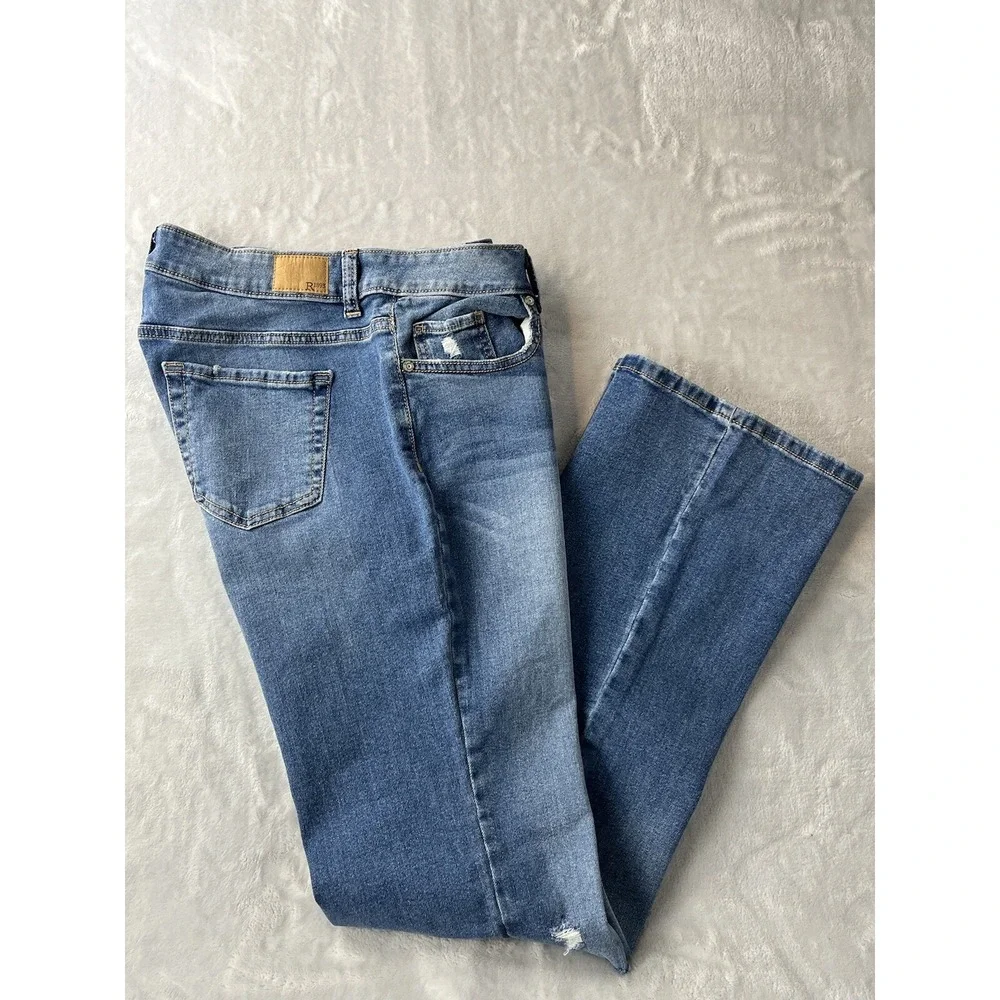 R1893 Women's Denim Bootcut Stretch Distressed Blue Light Wash Jeans Size 10